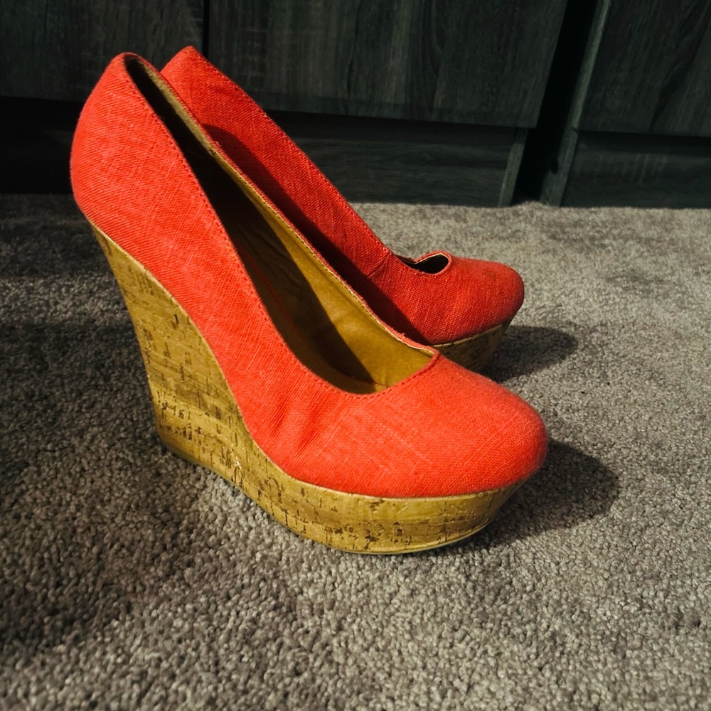Stylish Coral Wedge Heels
